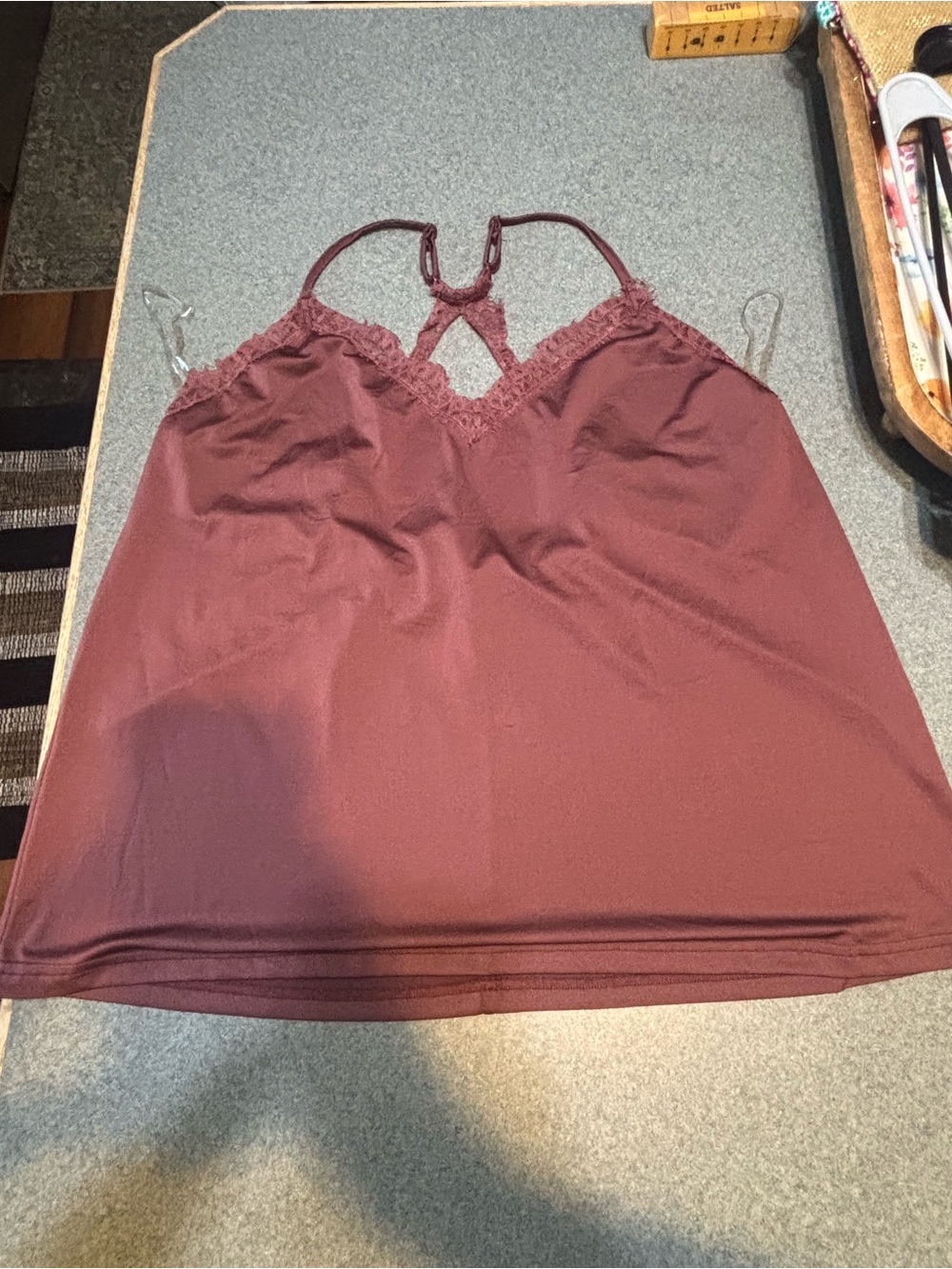 Daytrip Mauve Lace-Trim Tank Top